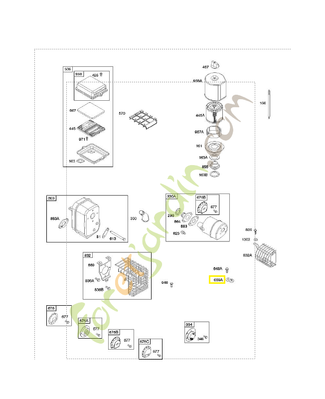 691194 Support protection silencieux. Pièce de rechange pour moteur thermique Briggs et Straton