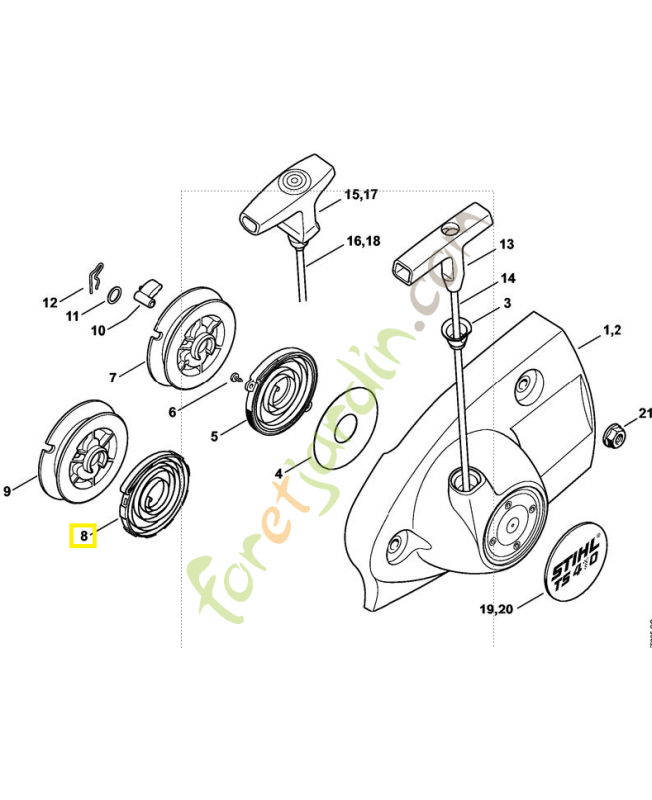 Ressort de lanceur 4238-190-0601. Pièce de rechange Sithl / Vicking