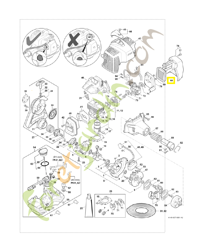Filtre a air 4149-141-0300. Pièce détachée Stihl / Vicking