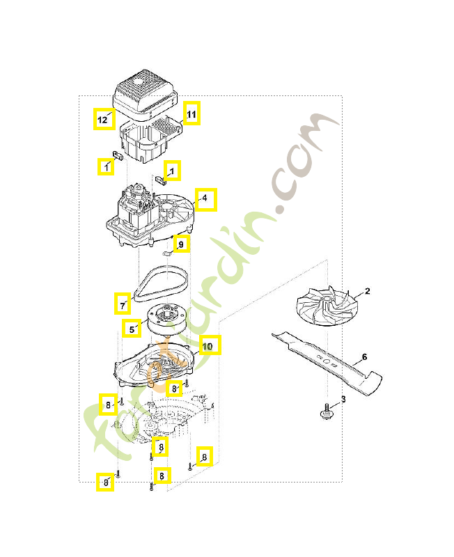 Moteur électrique complet 230 6320-600-0201. Pièce de rechange Sithl / Vicking