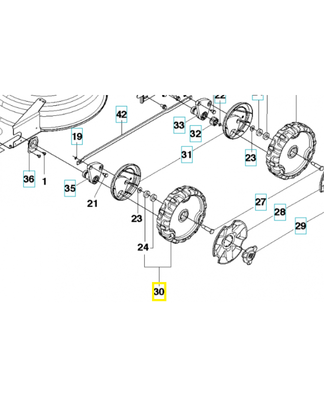 Roue complète 584611601. Pièce de rechange Husqvarna