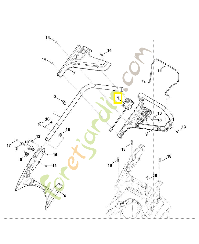 Interrupteur homme mort 6320-430-0429. Pièce détachée Stihl / Vicking