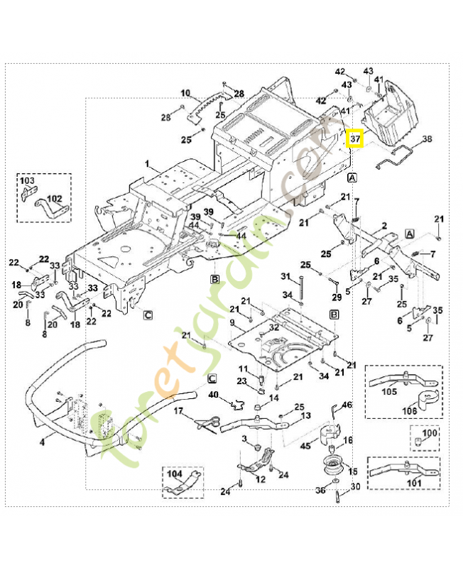 Support de batterie 6170-403-0102. Pièce détachée Stihl / Vicking