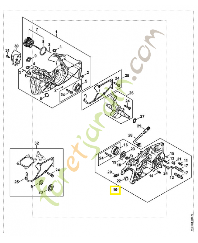 Demi-carter de vilebrequin 1142-020-2903. Pièce détachée Stihl / Vicking