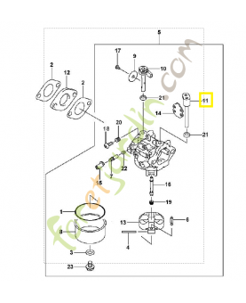 Axe volet de démarrage+levier 0001-120-7200. Pièce de rechange Sithl / Vicking