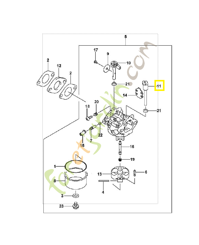 Axe volet de démarrage+levier 0001-120-7200. Pièce de rechange Sithl / Vicking