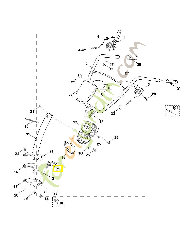 Levier de serrage 6375-780-0101. Pièce détachée Stihl / Vicking