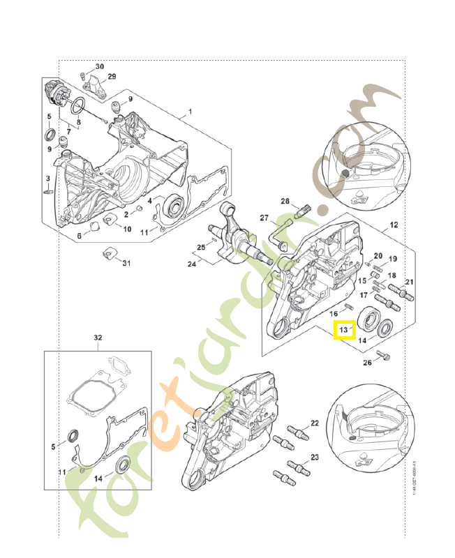 Roulement rainuré à billes 17x41x14 9523-003-4556. Pièce de rechange Sithl / Vicking