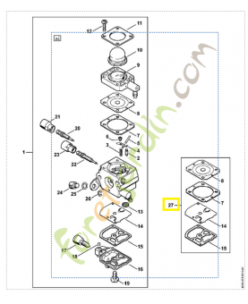 Jeu de joints carburateur 4140-007-1061. Pièce de rechange Sithl / Vicking