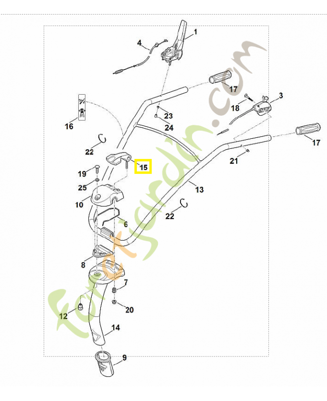 Poignée 6241-820-1201. Pièce de rechange Sithl / Vicking