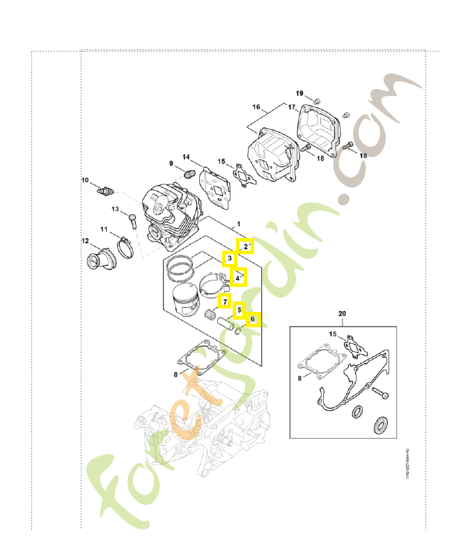 Piston complet d. 52 mm 1142-030-2006. Pièce détachée Stihl / Vicking