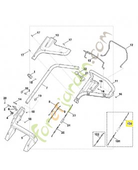 Câble commande vitesse 6358-007-1090 ou 6358-700-7527. Pièce détachée Stihl / Vicking