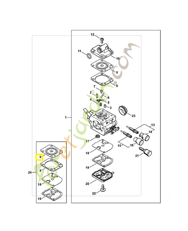 Membrane de réglage 1137-121-4701. Pièce détachée Stihl / Vicking