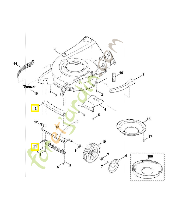 Axe complet 6375-790-1901. Pièce de rechange Sithl / Vicking