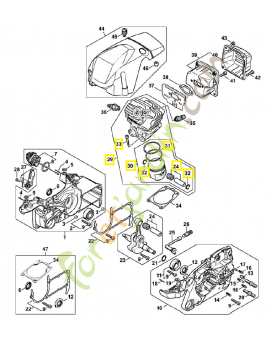 Cylindre avec piston Ø 50 mm 1140-020-1212. Pièce de rechange Sithl / Vicking