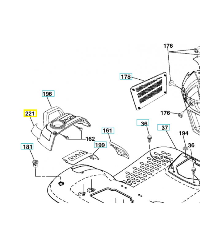 Réflecteur arrière gauche 532198909. Pièce de rechange Husqvarna