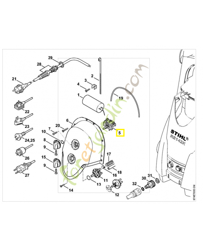 Interrupteur m/a 4747-435-0300. Pièce détachée Stihl / Vicking