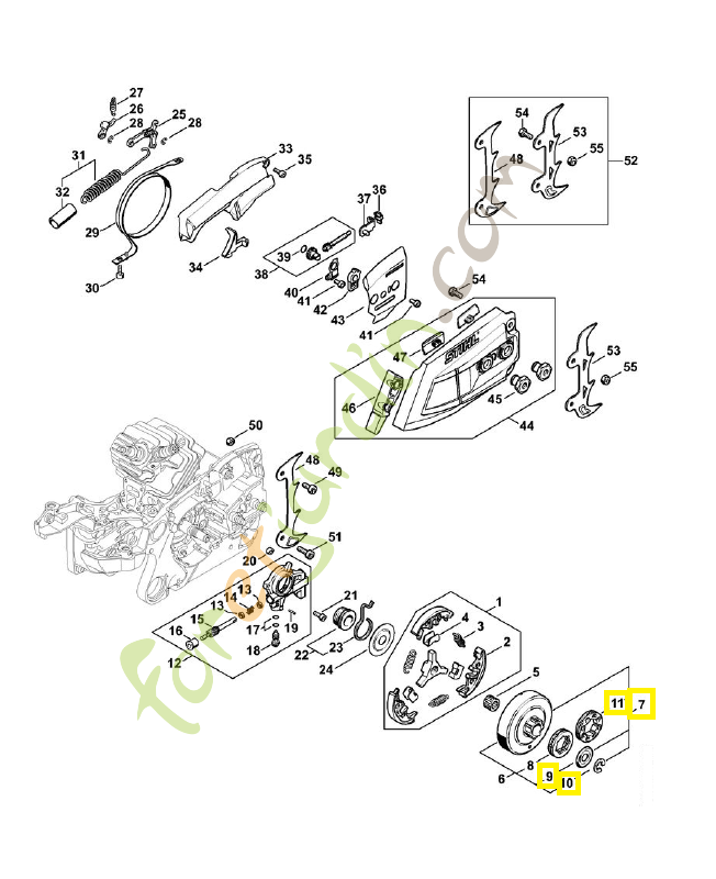 Jeu de pignon à anneau 3/8 8d 1140-007-2501. Pièce détachée Stihl / Vicking
