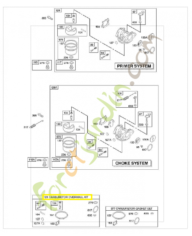 498260 Kit révision carbu 0003-000-0321. Pièce de rechange pour moteur thermique Briggs et Straton