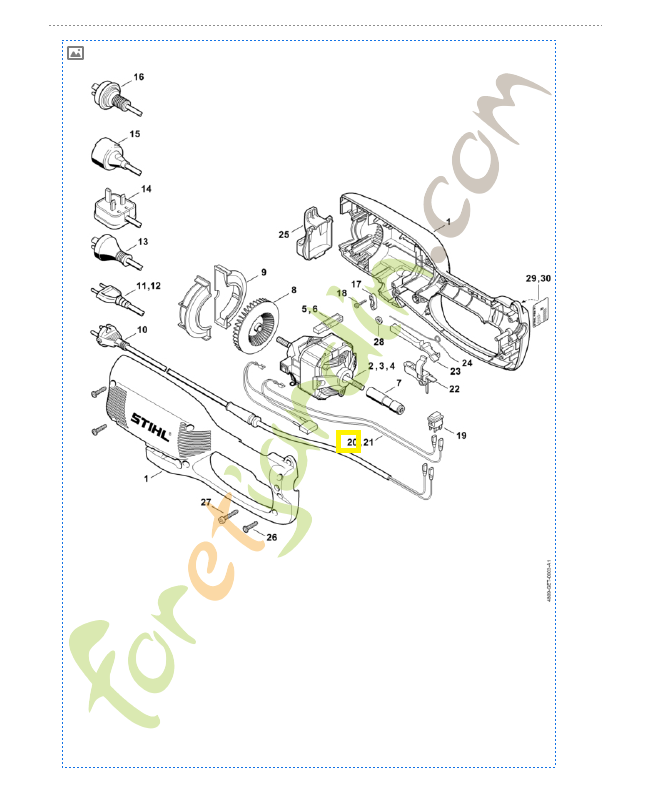 Câble électrique 230 V 6440-440-1901. Pièce de rechange Sithl / Vicking