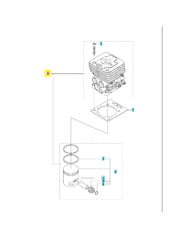 Cylindre complet 574364301. Pièce de rechange Husqvarna