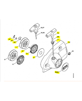 Couvercle de lanceur avec lanceur Stihl ref. 4238-190-0302