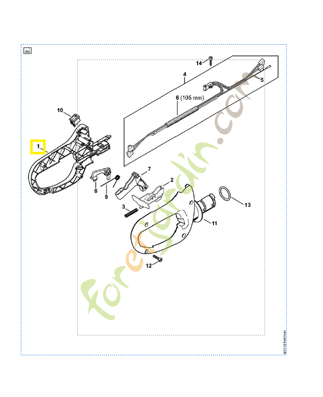 Monture de poignée 4237-791-0609. Pièce détachée Stihl / Vicking
