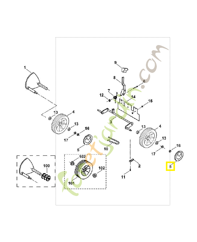 Couvercle de roue 6100-704-0303. Pièce de rechange Sithl / Vicking