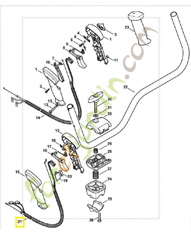Câble des gaz 4137-180-1109. Pièce de rechange Sithl / Vicking