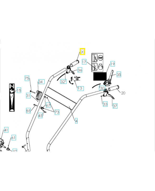Poignée 544311401. Pièce de rechange Husqvarna