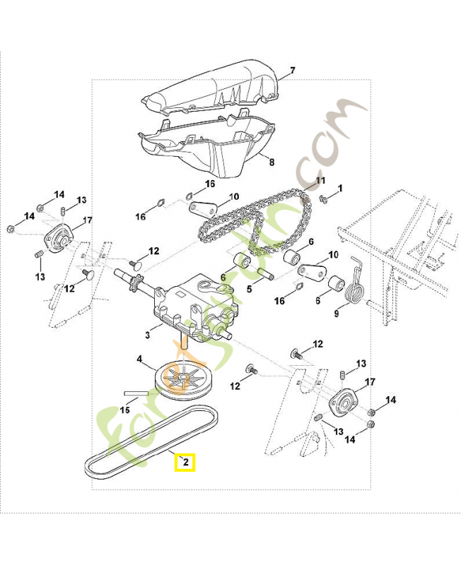 Courroie trapézoïdale 6380-704-2110. Pièce de rechange Sithl / Vicking
