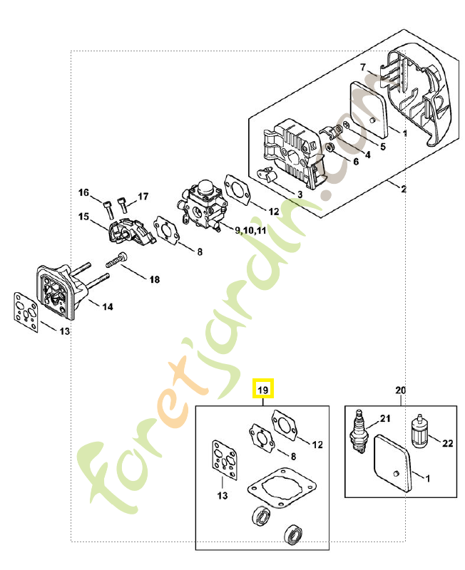 Jeu de joints moteur 4140-007-1600. Pièce de rechange Sithl / Vicking