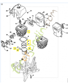 Cylindre avec piston ø 50 mm 4238-020-1209. Pièce détachée Stihl / Vicking