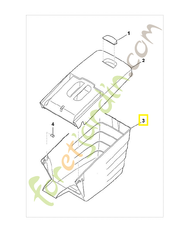 Partie inférieure bac ramassage 6375-703-9606. Pièce de rechange Sithl / Vicking