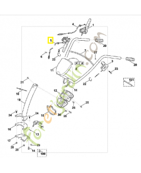 Câble de commande arrière 6241-710-9920. Pièce de rechange Sithl / Vicking