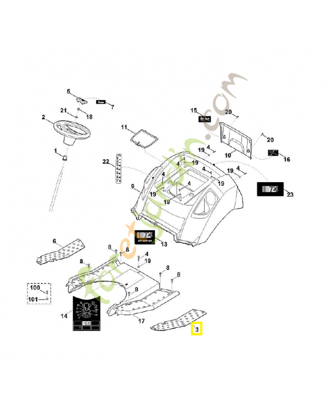 Couvre-marche pied gauche 6170-706-5400. Pièce de rechange Sithl / Vicking
