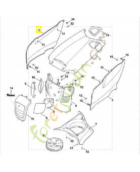 Capot moteur piece later.droit 6170-706-9805. Pièce de rechange Sithl / Vicking