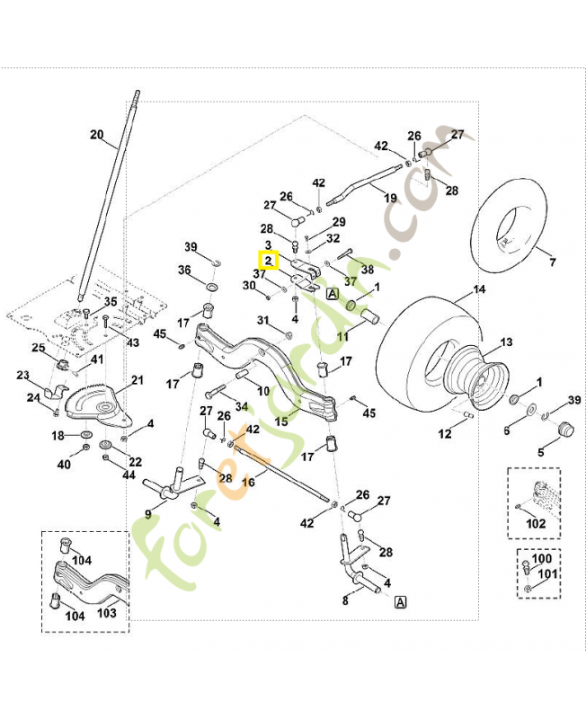 Levier inférieur 6165-703-6735. Pièce de rechange Sithl / Vicking