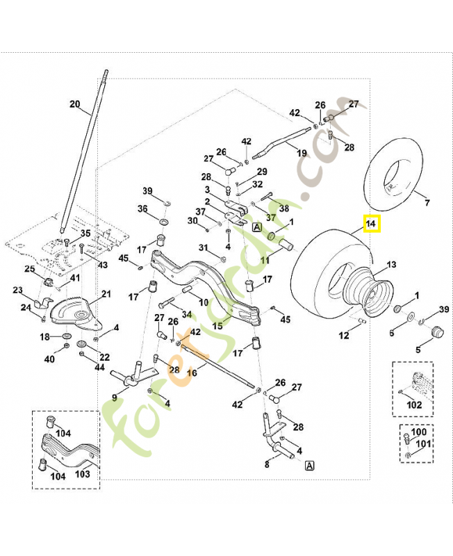 Pneu avant 15x6,0-6 6170-704-9505. Pièce de rechange Sithl / Vicking