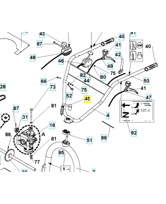 Poignée de serrage guidon 544362201. Pièce de rechange Husqvarna