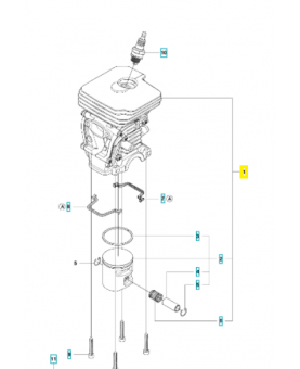 Cylindre piston 504735105. Pièce détachée Husqvarna