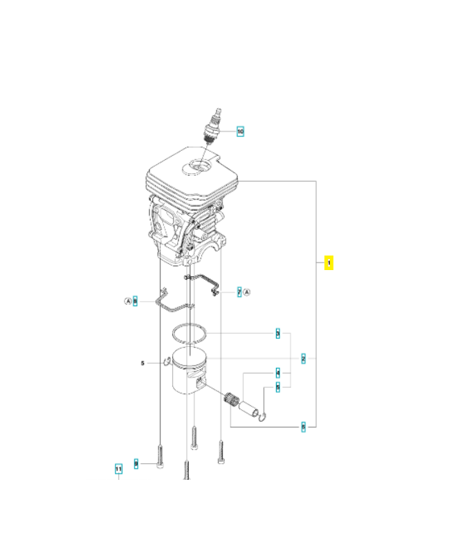 Cylindre piston 504735105. Pièce détachée Husqvarna