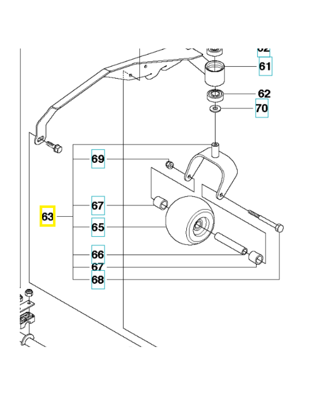 Roue pivotante 596316403. Pièce détachée Husqvarna