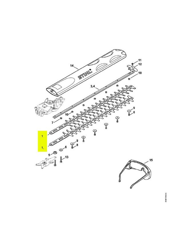 Couteau 500 mm / 20" Stihl réf. 4851-710-6053 (2 pièces)