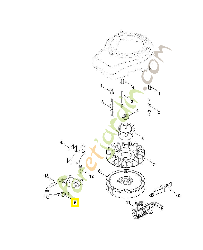 Bougie type kohler 0002-400-7000. Pièce détachée Stihl / Vicking