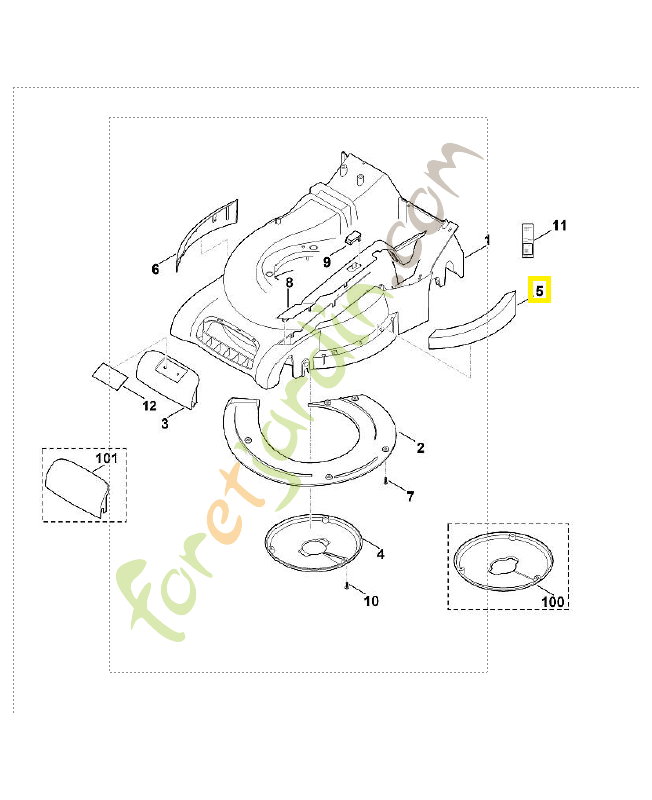 Bouclier gauche 6340-706-7300. Pièce de rechange Sithl / Vicking