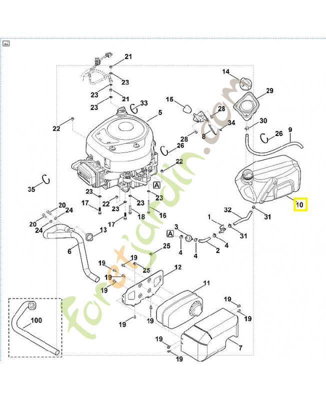 Réservoir d'essence 6140-350-0400. Pièce de rechange Sithl / Vicking