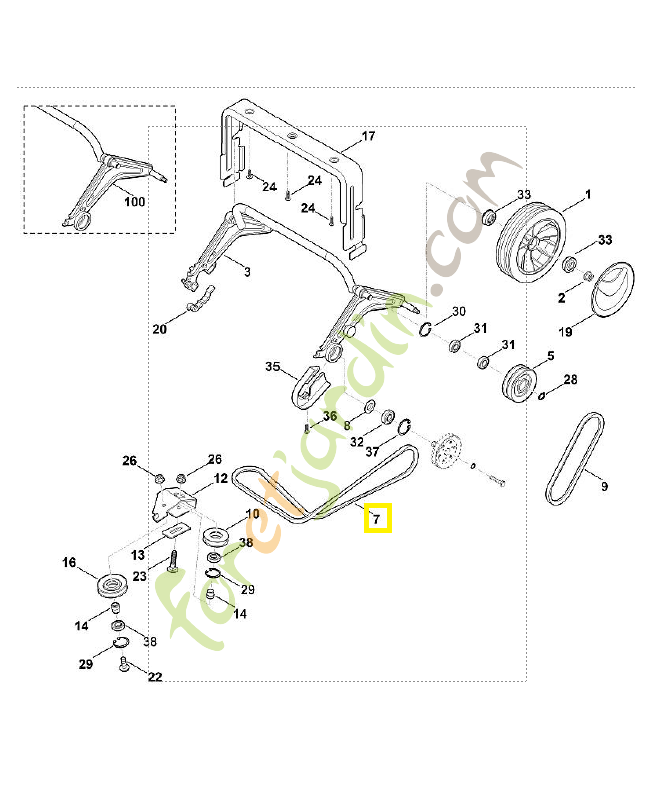 Courroie trapézoïdale 6290-704-2110. Pièce de rechange Sithl / Vicking