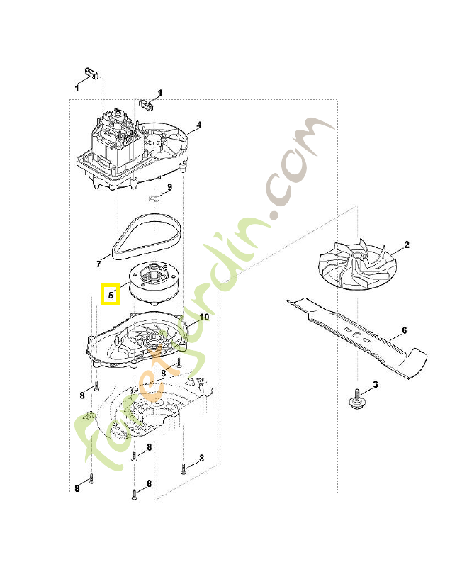 Arbre sortie+système freinage 6320-640-2400. Pièce de rechange Sithl / Vicking