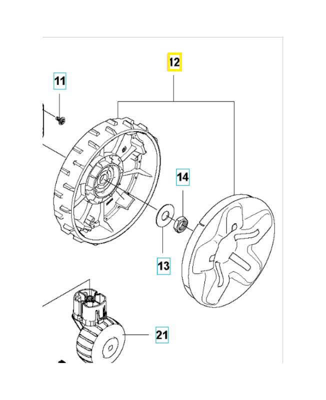 Roue 597098801. Pièce détachée Husqvarna